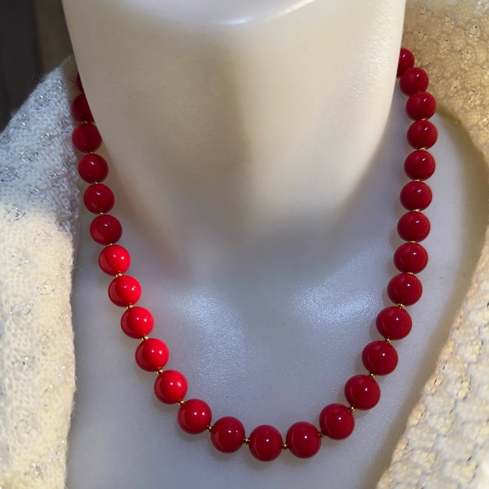 Vintage Marvella Red Beaded Necklace